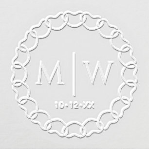 Entwined Hearts Frame Two Initial Wedding Monogram Embosser