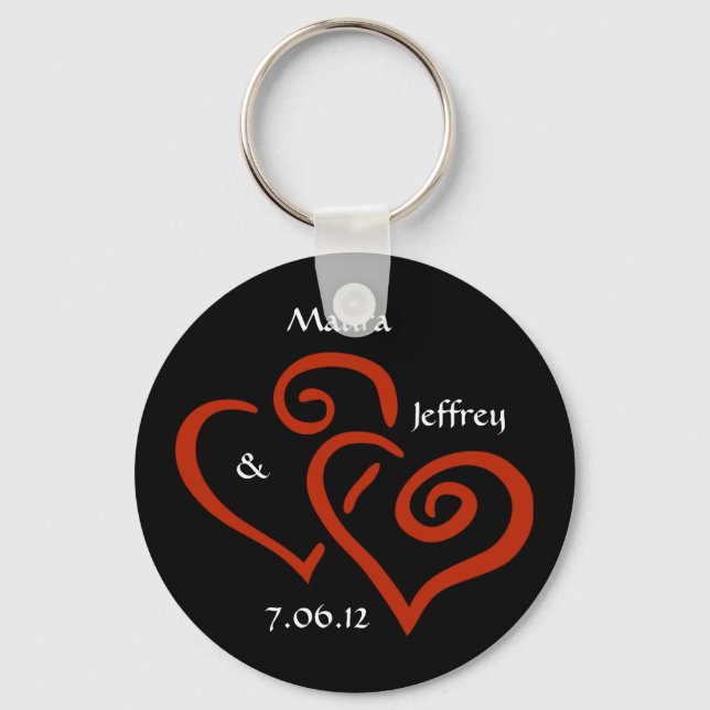 Entwined Hearts Keychain with Customizable Text (Front)