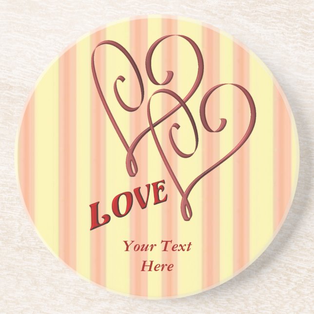 Entwined Hearts Personalized Drink Coaster (Front)