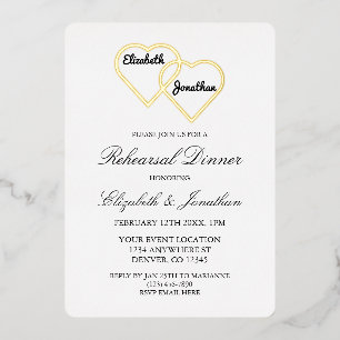 Entwined Hearts Rehearsal Dinner Foil Invitation