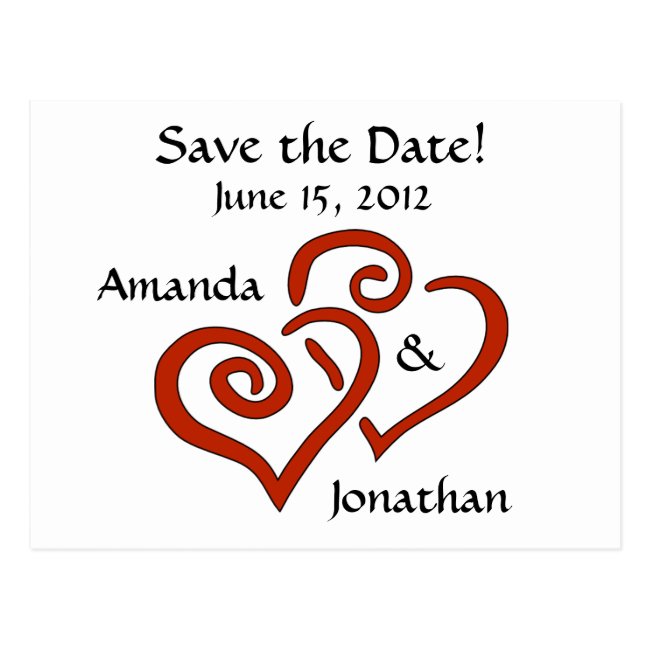 Entwined Hearts Save the Date Postcard (White)
