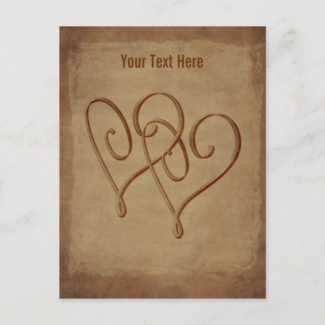 Entwined Hearts Vintage Customizable Postcard (Front)