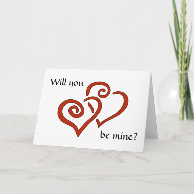 Entwined Hearts Will You Be Mine? Valentine's Card (Front)