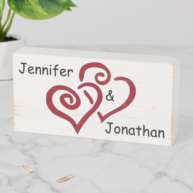 Entwined Hearts Wood Box Sign
