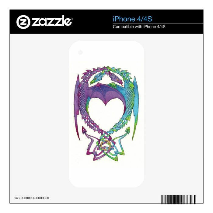 Entwined in love Celtic knot dragon iPhone skin iPhone 4 Decals