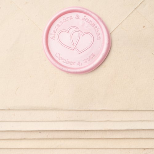 Entwined Intertwined Hearts Couple Names Date Wax Seal Sticker