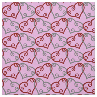 Entwined Maori Valentine Hearts on Pink Fabric