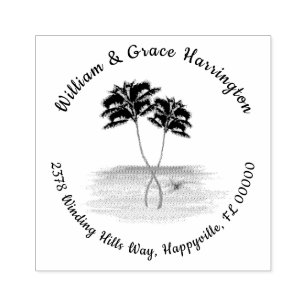 Entwined Palm Trees Return Address Rubber Stamp