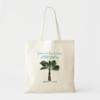 Entwined Palm Trees Wedding Welcome Tote Bag by sandpiperWedding at Zazzle