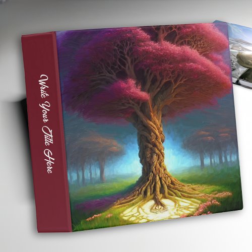 Entwined Pink Flowering Fantasy Tree 3 Ring Binder