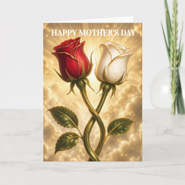 Entwined red and white roses. card (Front)