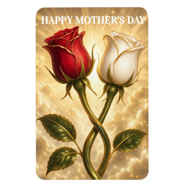 Entwined red and white roses. magnet (Vertical)