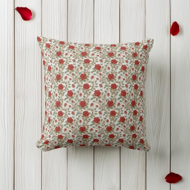 Entwined Red Rose Throw Pillow (Creator Uploaded)