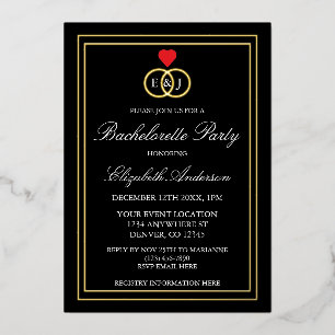 Entwined Rings Bachelorette Party Foil Invitation