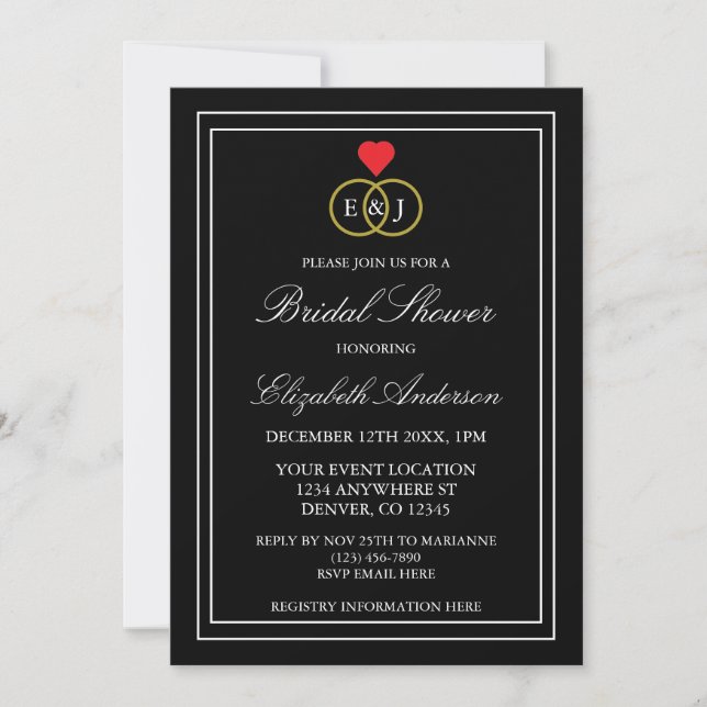Entwined Rings Bridal Shower Invitation (Front)