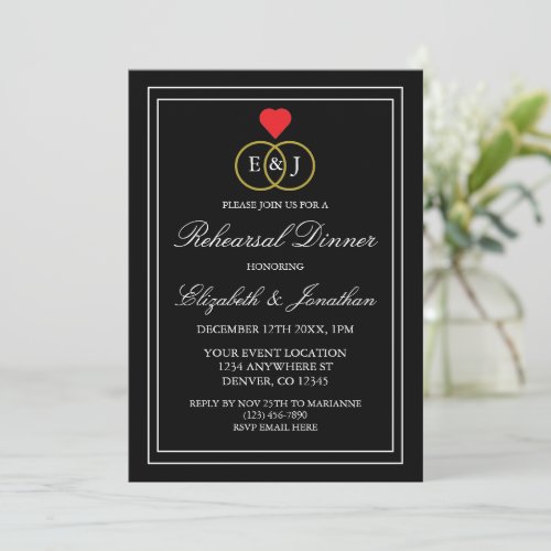 Entwined Rings Rehearsal Dinner Invitation