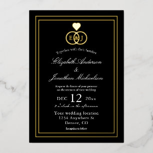 Entwined Rings Wedding Foil Invitation