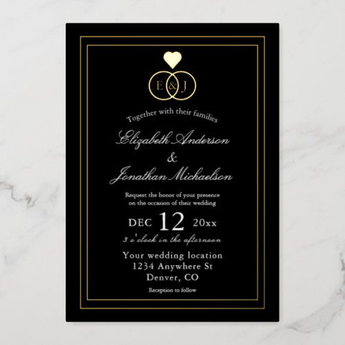 Entwined Rings Wedding Foil Invitation