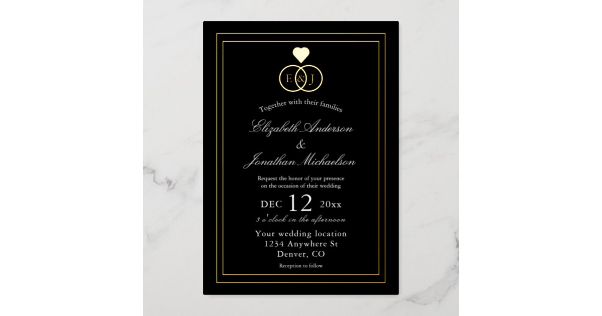 Entwined Rings Wedding Foil Invitation | Zazzle