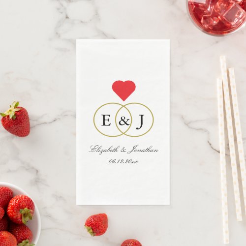 Entwined Rings Wedding Paper Guest Towels