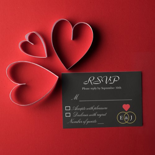 Entwined Rings Wedding RSVP Card