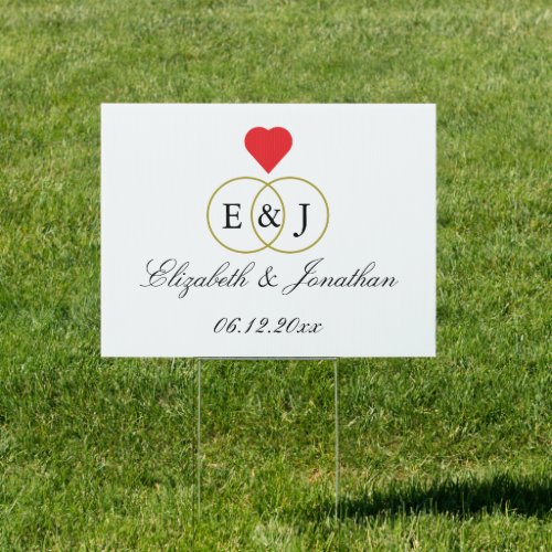 Entwined Rings Wedding Sign