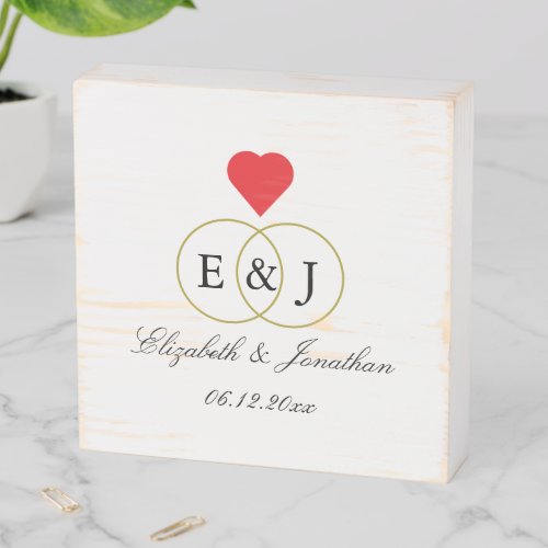 Entwined Rings Wedding Wooden Box Sign