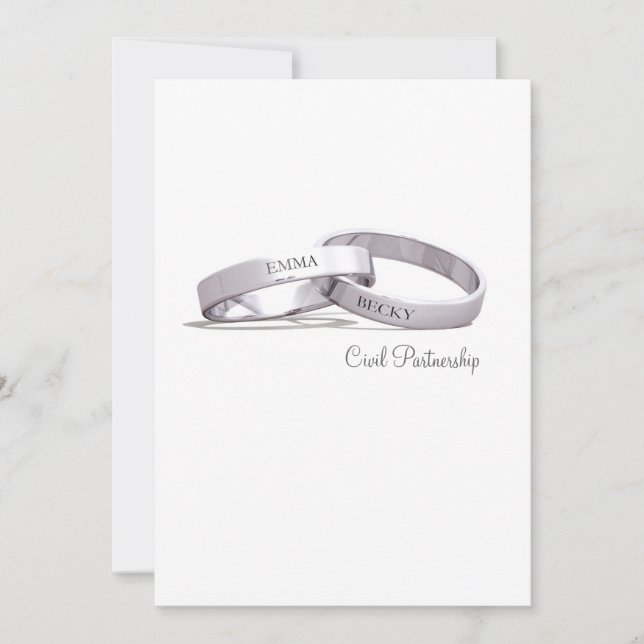 Entwined Silver Rings - Civil Partnership Invite (Front)