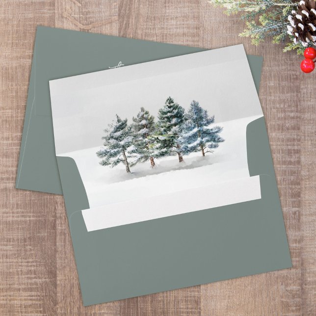 Envelope (Winter woodland holiday custom envelope. )
