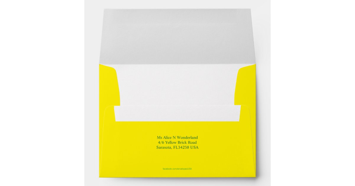 Envelope A7 Lemon Yellow Return Address | Zazzle.com