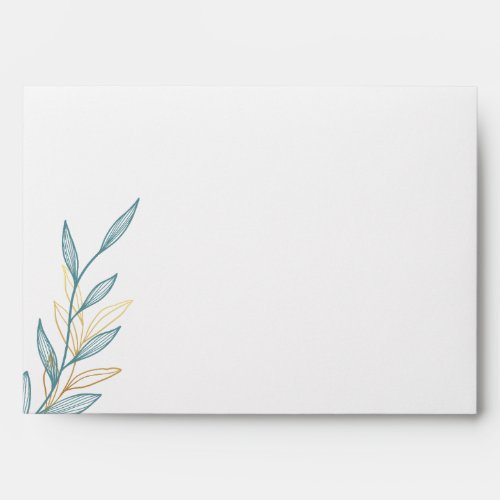  Envelope for 5x7 invitation Blue Leaf Design