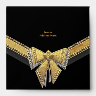 Envelope Gold Black Trim Bow