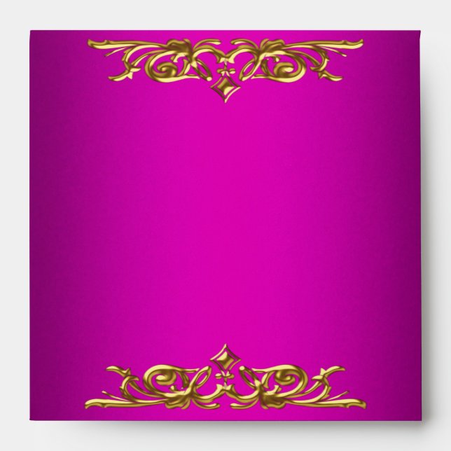 Envelope Hot Pink Gold On Gold Elegant (Front)