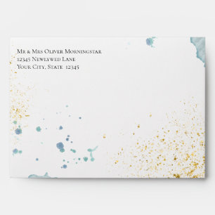 ENVELOPE Light Denim Blue and Gold Splatters