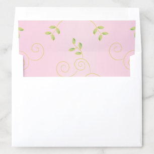 Envelope Liner "Baby Shower Gold Birds, Pink"