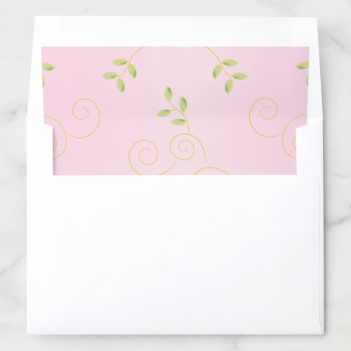 Envelope Liner Baby Shower Gold Birds Pink