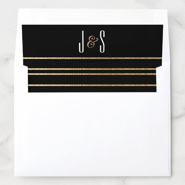 Envelope Liner Elegant Gold and Black Stripes (In Envelope)