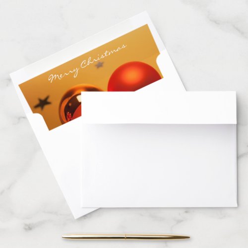 Envelope Liners A8 with Orange Christmas Balls