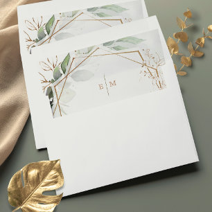 Envelope Liners Green & Gold Geometric Boho
