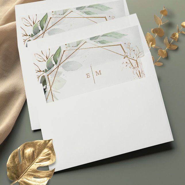 Envelope Liners Green & Gold Geometric Boho (Creator Uploaded)