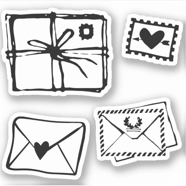 Envelope love letter heart stamp swak kiss pack of sticker (Front)
