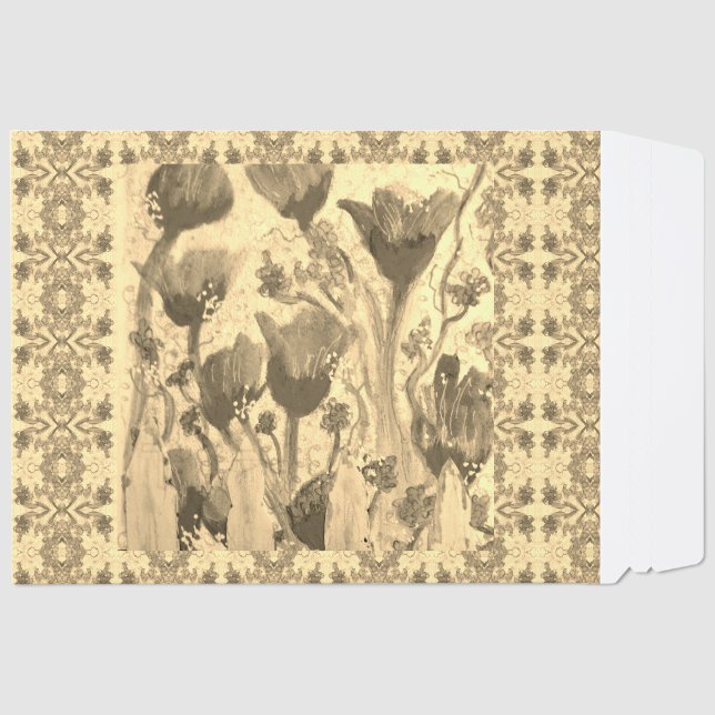 Envelope Mailer - Fenced Flowers Sepia (Front)