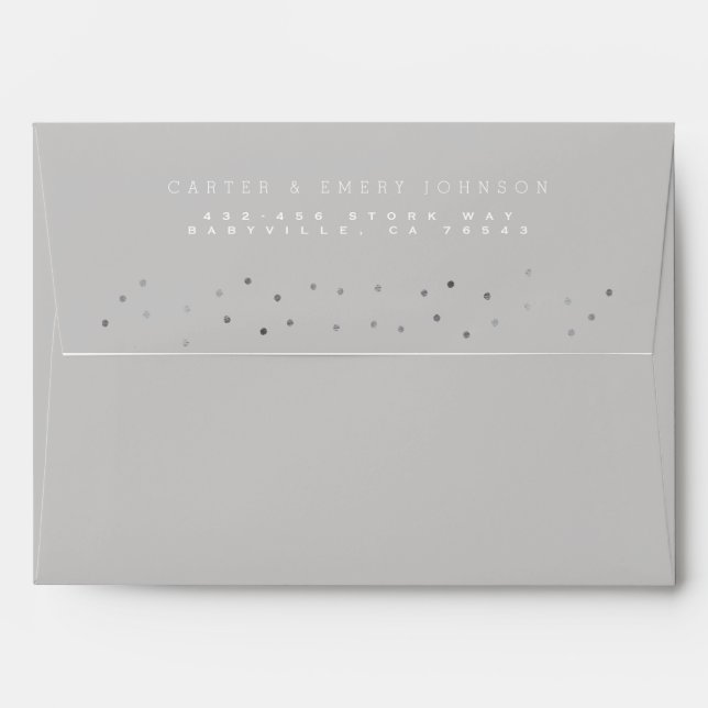 ENVELOPE | Modern Hello Gray Script Baby Boy (Back (Top Flap))