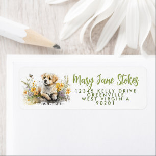 envelope RETURN ADDRESS golden retriever puppy Label
