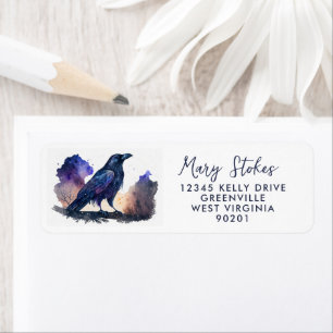 envelope RETURN ADDRESS star starry sky bird crow Label