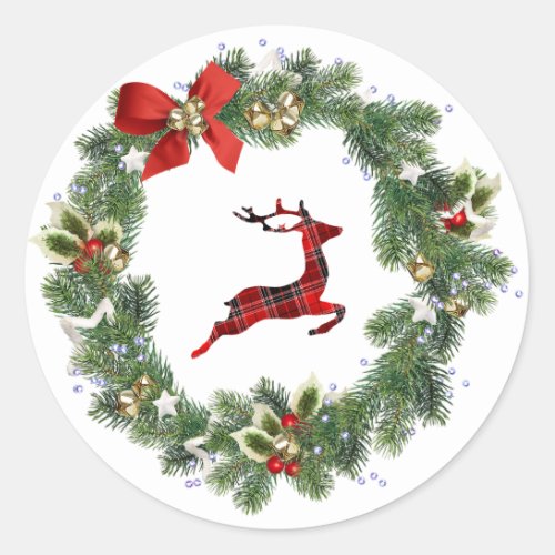 Envelope Seal Greenery Wreath with Reindeer