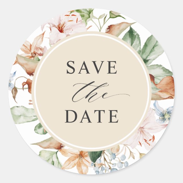 Envelope Seal Save the Date Beige Earth Tones (Front)