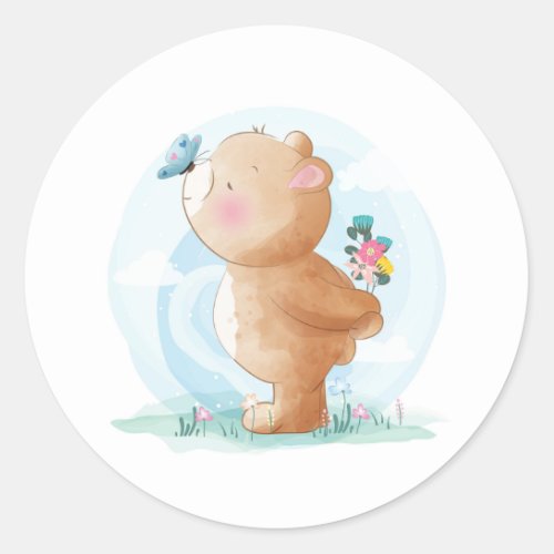 ENVELOPE SEAL STICKER  BABY BEAR  BUTTERFLY