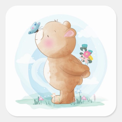 ENVELOPE SEAL STICKER  BABY BEAR  BUTTERFLY