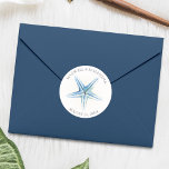 Envelope Seal Sticker, Blue Starfish Beach Wedding<br><div class="desc">Personalized Starfish Beach Wedding Stickers with bride's and groom's names and wedding date features a replica of my original watercolor artwork in shades of blue. Matching Ocean Stationery, Bridal Shower Invitations, Save the Date Cards, Bridesmaid To Be Request Cards, Thank You Cards and other Wedding Stationery and Wedding Gift Products...</div>